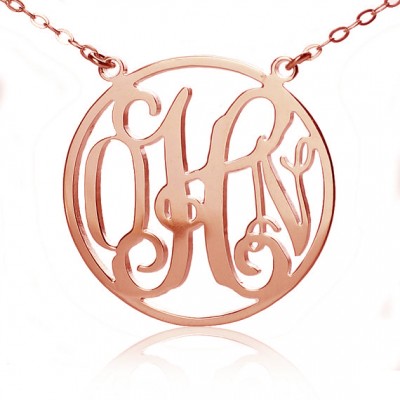 Circle Rose Gold Initial Monogram Name Necklace - The Handmade ™