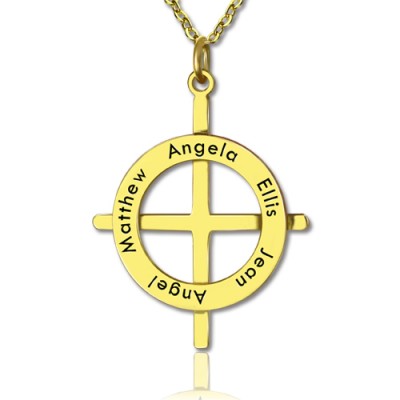 Latin Style Circle Cross Necklace with Any Names - The Handmade ™