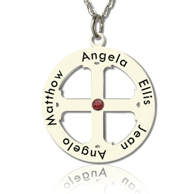 Family Circle Cross Name Necklace Silver - The Handmade ™