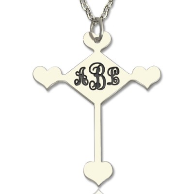 Silver Cross Monogram Necklace - The Handmade ™