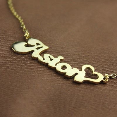 BANANA Font Heart Shape Name Necklace Gold - The Handmade ™