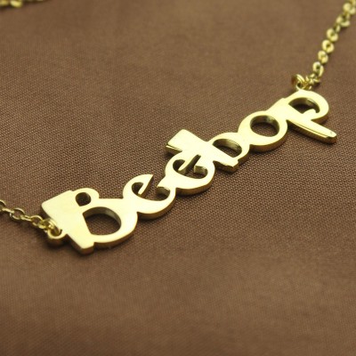 Gold Beetle font Letter Name Necklace - The Handmade ™