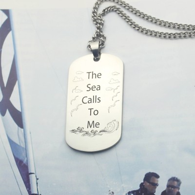 Man's Dog Tag Ocean Theme Name Necklace - The Handmade ™