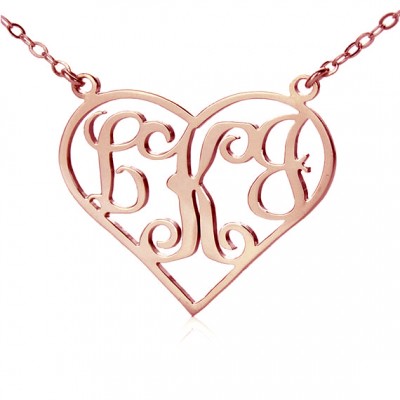Rose Gold Initial Monogram Heart Necklace - The Handmade ™