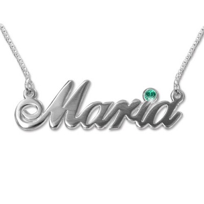white Gold and Swarovski Crystal Name Necklace - The Handmade ™