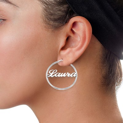 Silver Hoop Name Earrings - The Handmade ™