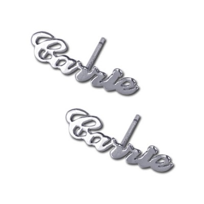 Silver Personalised Name Stud Earring (PAIR) - The Handmade ™