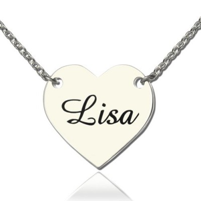 Stamped Name Heart Love Necklaces Silver - The Handmade ™