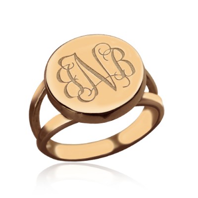 Rose Gold Circle Signet Monogram Ring - The Handmade ™