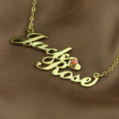 Gold Double Nameplate Necklace Carrie Style - The Handmade ™