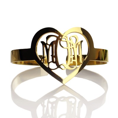 Personal 3 Initials Monogram Bracelets With Heart - The Handmade ™