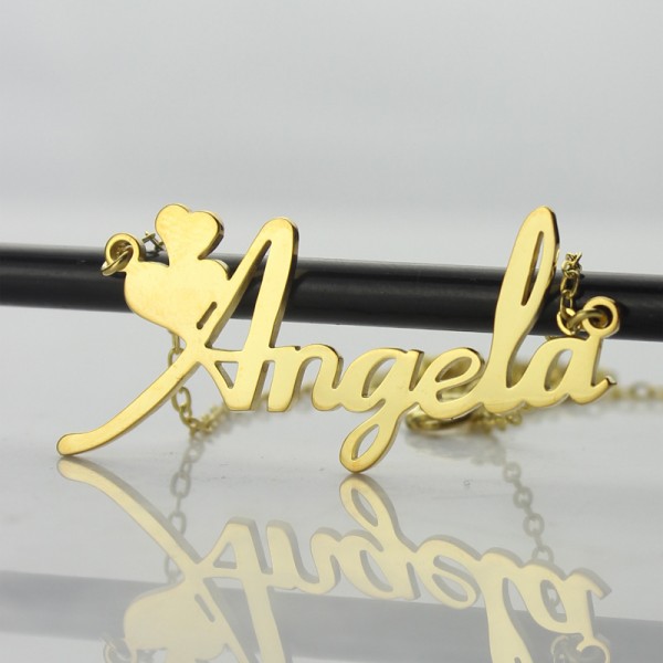 Gold Fiolex Girls Fonts Heart Name Necklace - The Handmade ™