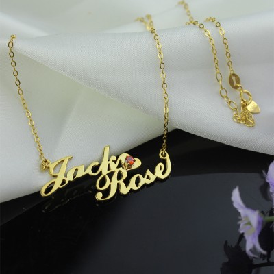 Gold Double Nameplate Necklace Carrie Style - The Handmade ™