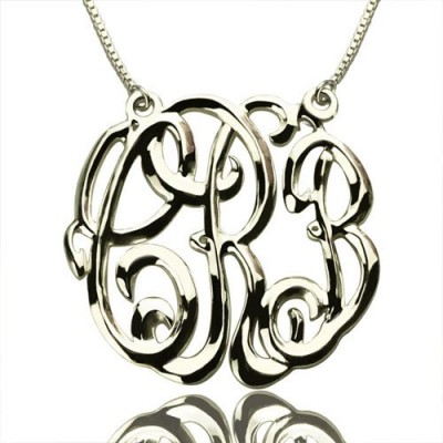Celebrity Cube Premium Monogram Necklace Gifts Silver - The Handmade ™