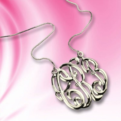 Celebrity Cube Premium Monogram Necklace Gifts Silver - The Handmade ™