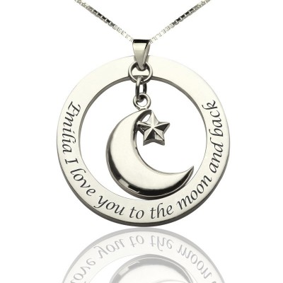 I Love You To The Moon and Back Moon Start Charm Pendant - The Handmade ™