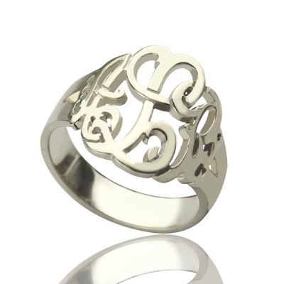 Personalised Hand Drawing Monogrammed Ring Silver - The Handmade ™