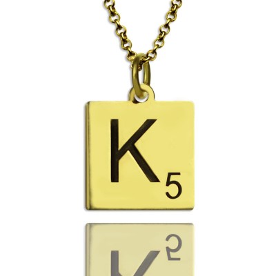 Engraved Scrabble Initial Letter Necklace Gold - The Handmade ™