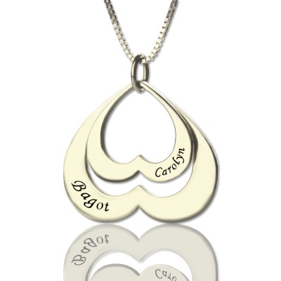 Double Heart Pendant With Names For Her Silver - The Handmade ™