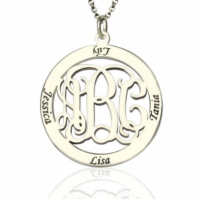 Family Monogram Name Necklace Silver - The Handmade ™