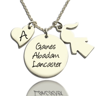 Mother Necklace Gift With Kids Name Charm Silver - The Handmade ™