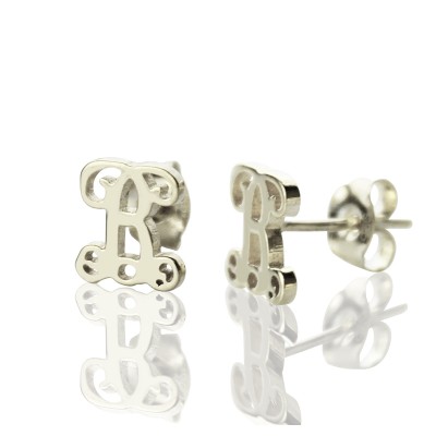 Personalised Single Monogram Stud Earrings Silver - The Handmade ™
