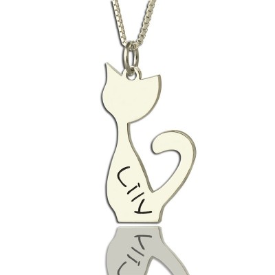 Cat Name Charm Necklace in Silver - The Handmade ™