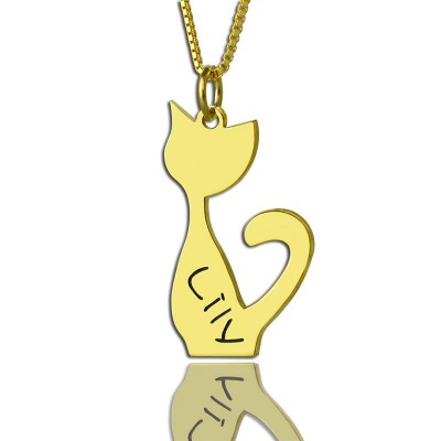 Cat Name Pendant Necklace Gold Over - The Handmade ™
