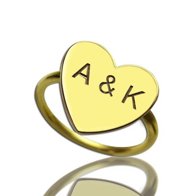 Engraved Sweetheart Ring with Double Initials Gold - The Handmade ™