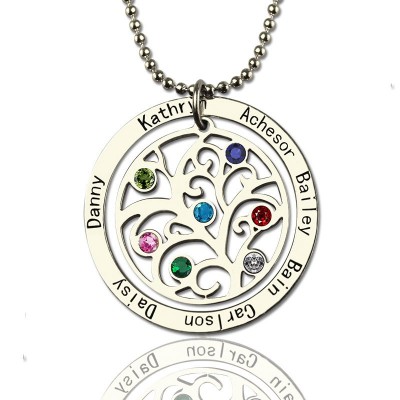 Family Tree Birthstone Name Necklace - The Handmade ™