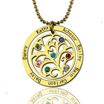 Family Tree Birthstone Necklace In Gold - The Handmade ™