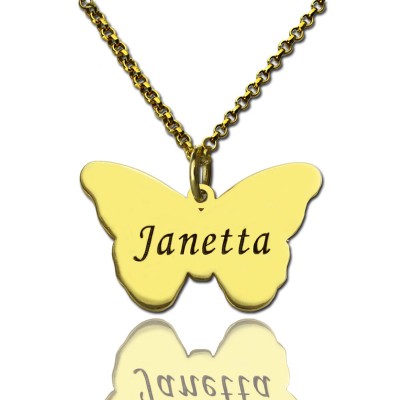 Charming Butterfly Pendant Emgraved Name Gold - The Handmade ™