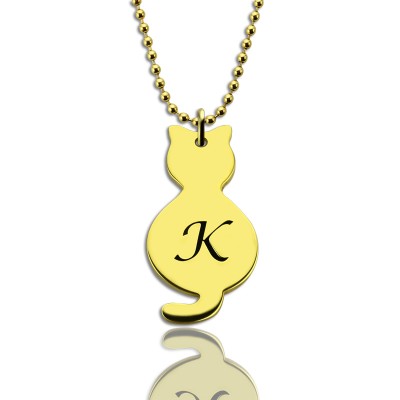 Gold Over Cat Initial Pendant Necklace - The Handmade ™