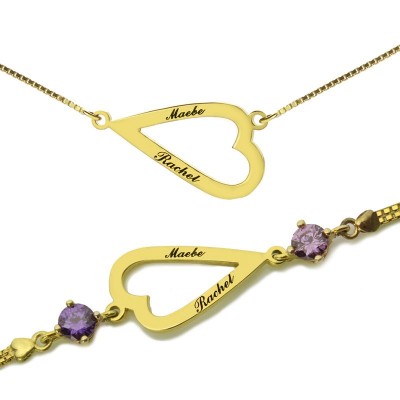Open Heart Love Necklace Bracelet Engraved Name - The Handmade ™