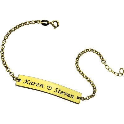 Couple Bar Bracelet Engraved Name Gold - The Handmade ™
