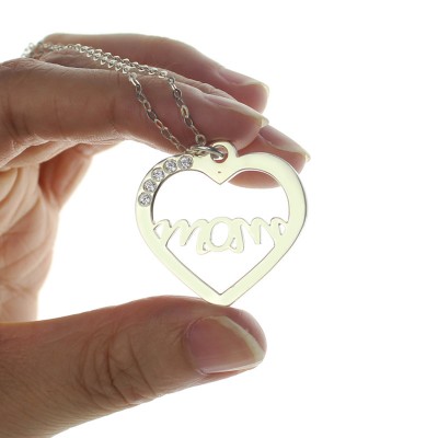 Mothers Birthstone Heart Necklace Silver - The Handmade ™