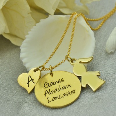 Family Names Pendant For Mother With Kids Charm In Gold - The Handmade ™