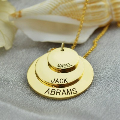 Disc Necklace With Kids Name For Mom Gold - The Handmade ™