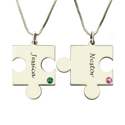 Engraved Puzzle Necklace for Couples Love Necklaces Silver - The Handmade ™
