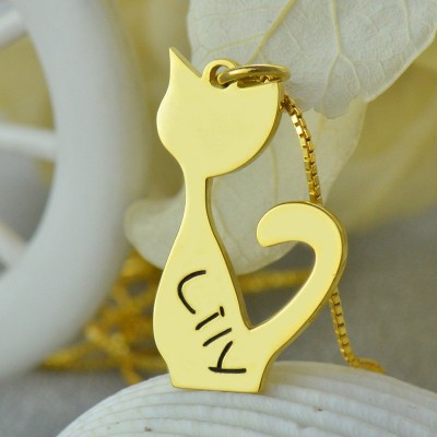 Cat Name Pendant Necklace Gold Over - The Handmade ™
