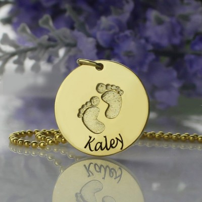Baby Footprints Name Necklace Gold - The Handmade ™