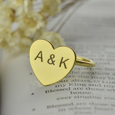 Engraved Sweetheart Ring with Double Initials Gold - The Handmade ™