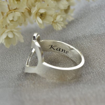 Personalised Couple's Name Promise Heart Ring Silver - The Handmade ™