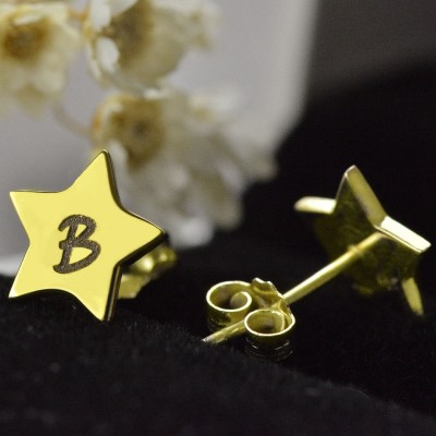 Star Stud Initial Earrings In Gold - The Handmade ™