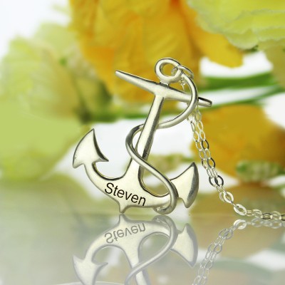Anchor Necklace Charms Engraved Your Name Silver - The Handmade ™