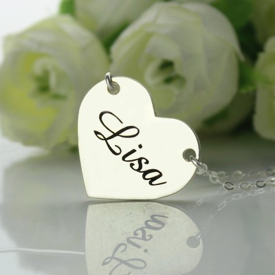 Stamped Name Heart Love Necklaces Silver - The Handmade ™