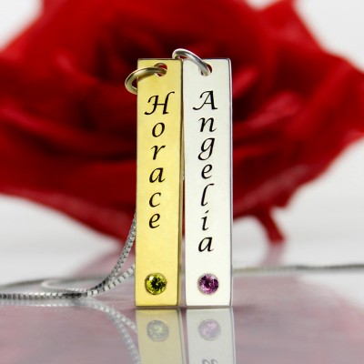 Couple Name Tag with Birthstones - The Handmade ™