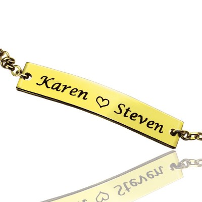 Couple Bar Bracelet Engraved Name Gold - The Handmade ™