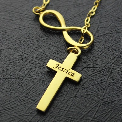 Infinity Symbol Cross Name Necklace Gold - The Handmade ™