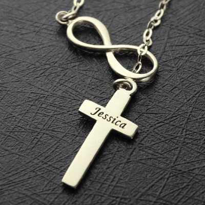 Infinity Cross Name Necklace Silver - The Handmade ™